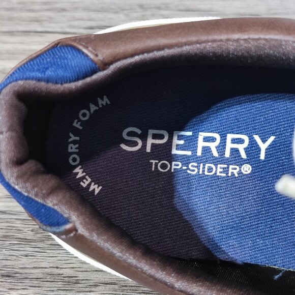 Sperry Memory Foam Sneakers Boys Size 2 Brown  Faux Leather Low Top Sporty Shoe - Picture 8 of 10